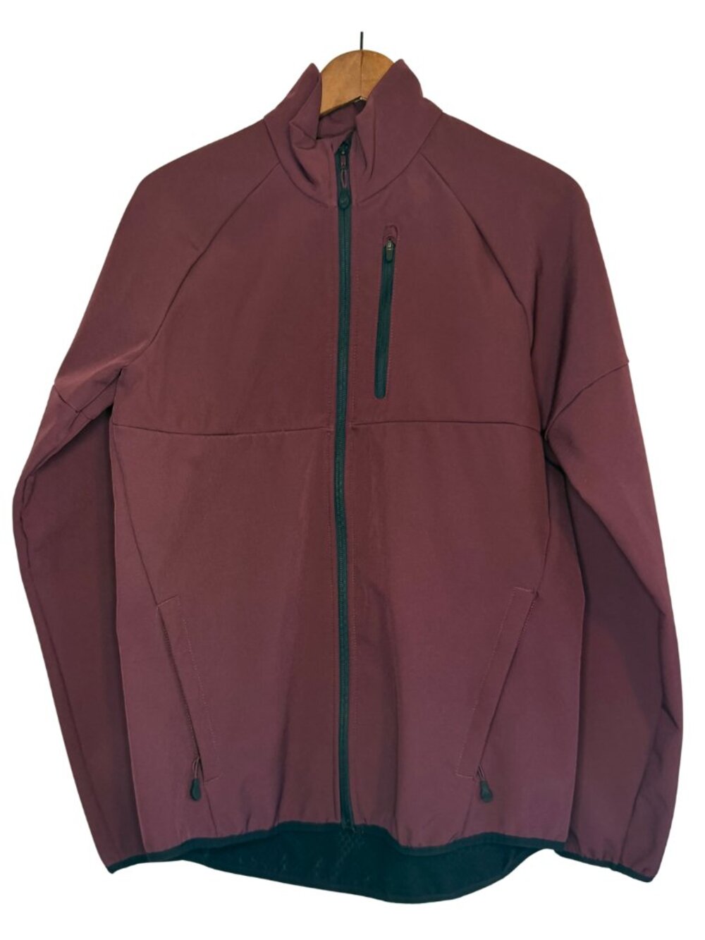 ASICS Men’s Soft Shell Running Jacket Maroon Fleece Lined Full Zip Size S